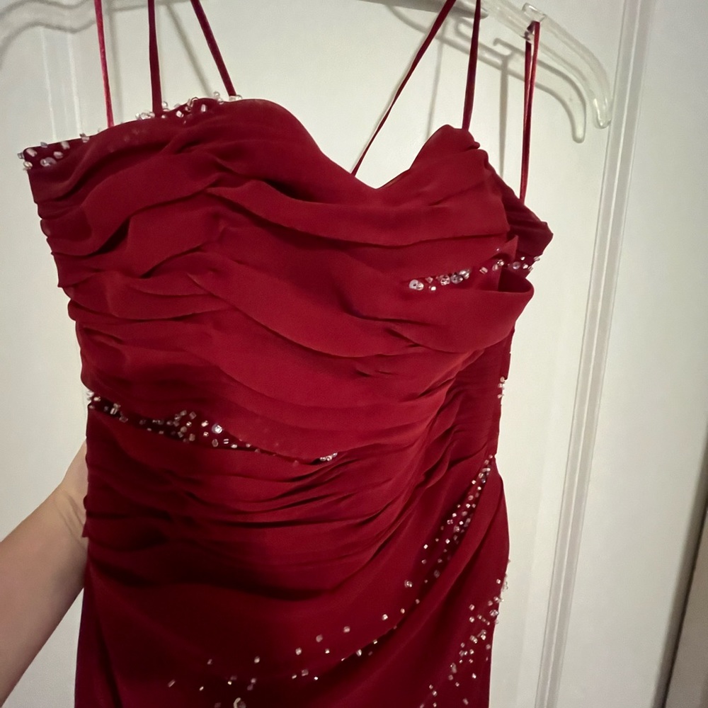 Maroon sequin dress removable strap